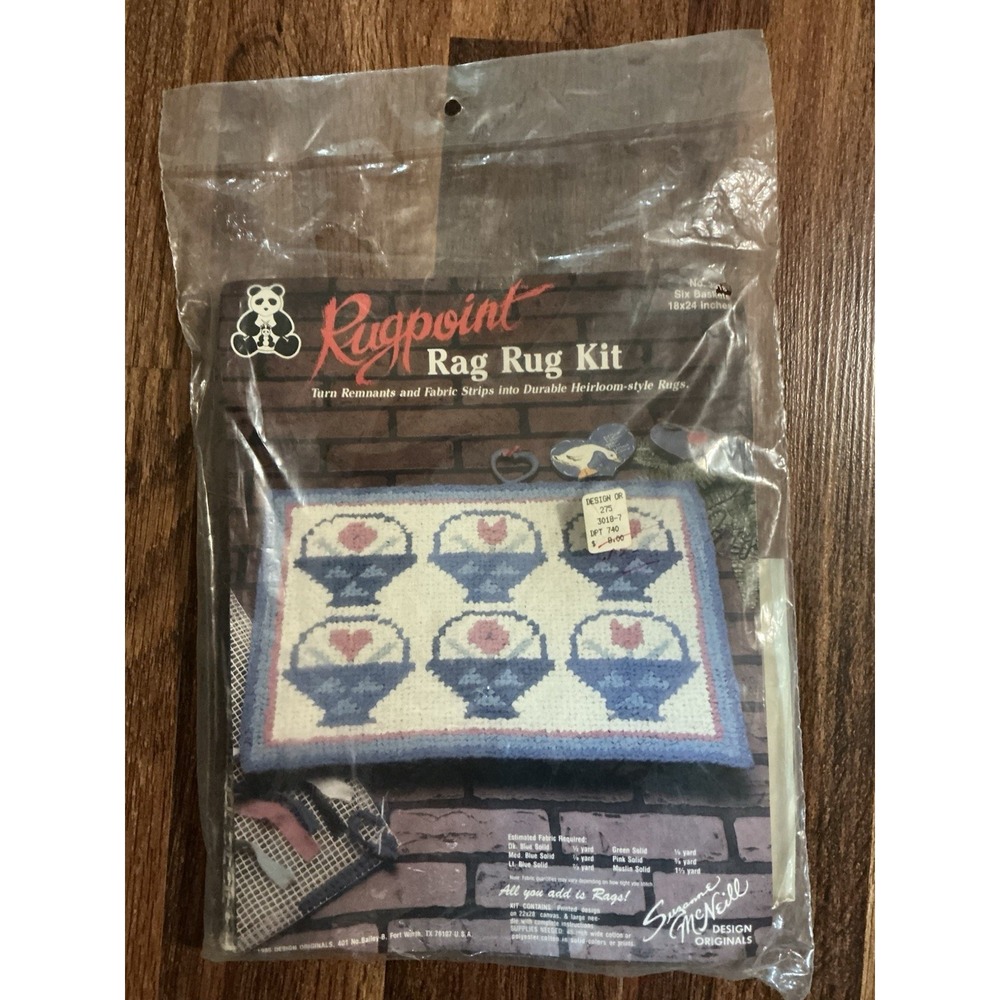 Vtg 1986 Rugpoint Rag Rug Kit No. 3018 SIX BASKETS Suzanne McNeill NOS